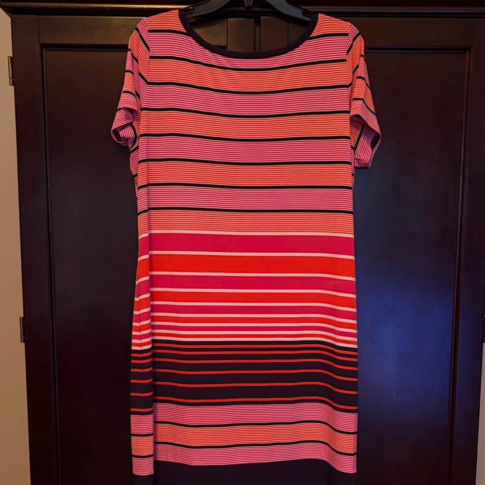 MICHAEL Michael Kors Red and Pink Striped Dress